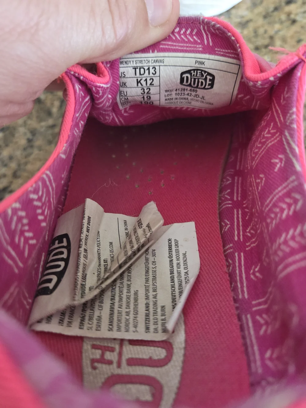Hey Dude Pink Canvas Slip-On with Patterned Lining